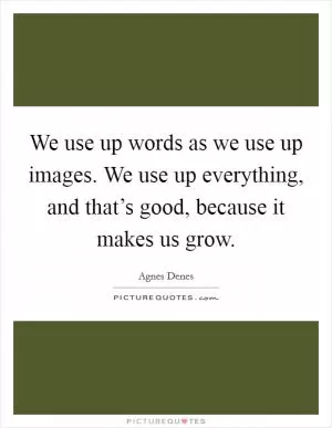 We use up words as we use up images. We use up everything, and that’s good, because it makes us grow Picture Quote #1