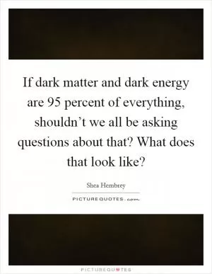 If dark matter and dark energy are 95 percent of everything, shouldn’t we all be asking questions about that? What does that look like? Picture Quote #1