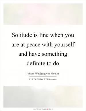 Solitude is fine when you are at peace with yourself and have something definite to do Picture Quote #1