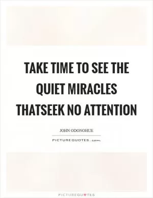 Take time to see the quiet miracles thatseek no attention Picture Quote #1