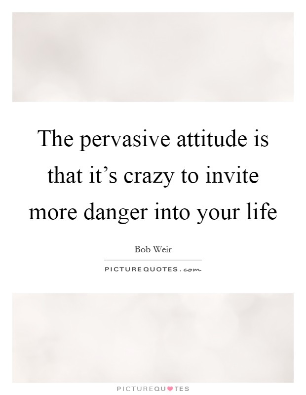 The pervasive attitude is that it's crazy to invite more danger into your life Picture Quote #1