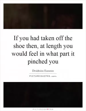 If you had taken off the shoe then, at length you would feel in what part it pinched you Picture Quote #1