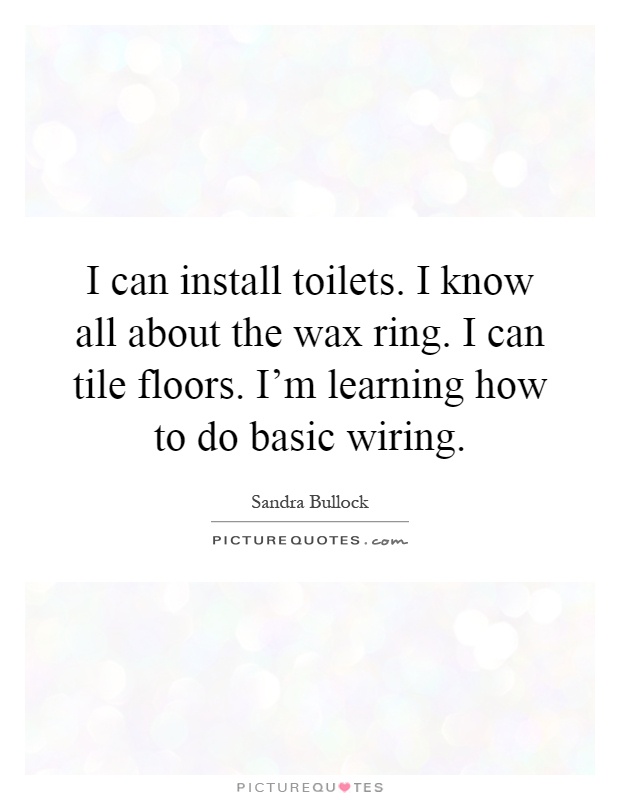 I can install toilets. I know all about the wax ring. I can tile floors. I'm learning how to do basic wiring Picture Quote #1