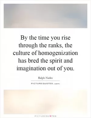 By the time you rise through the ranks, the culture of homogenization has bred the spirit and imagination out of you Picture Quote #1