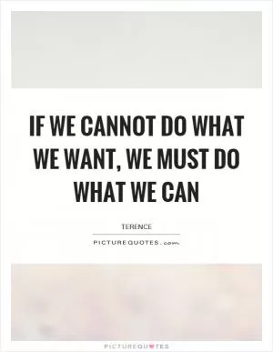 If we cannot do what we want, we must do what we can Picture Quote #1
