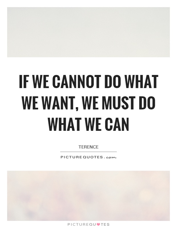 If we cannot do what we want, we must do what we can Picture Quote #1