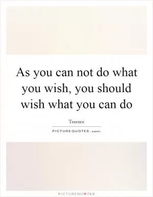 As you can not do what you wish, you should wish what you can do Picture Quote #1