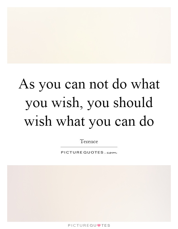 As you can not do what you wish, you should wish what you can do Picture Quote #1