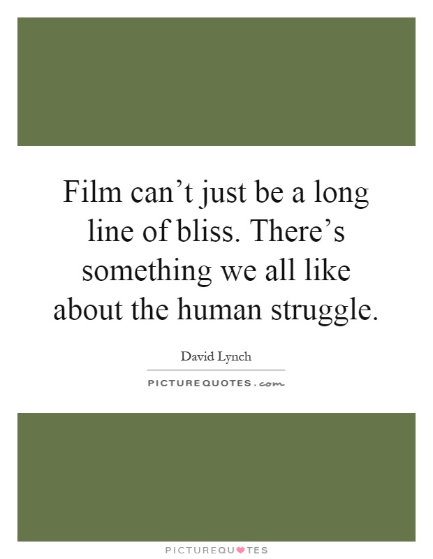 Film can't just be a long line of bliss. There's something we all like about the human struggle Picture Quote #1