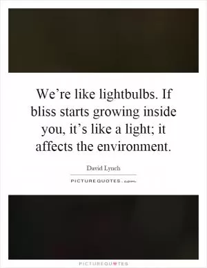 We’re like lightbulbs. If bliss starts growing inside you, it’s like a light; it affects the environment Picture Quote #1