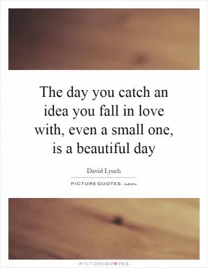 The day you catch an idea you fall in love with, even a small one, is a beautiful day Picture Quote #1