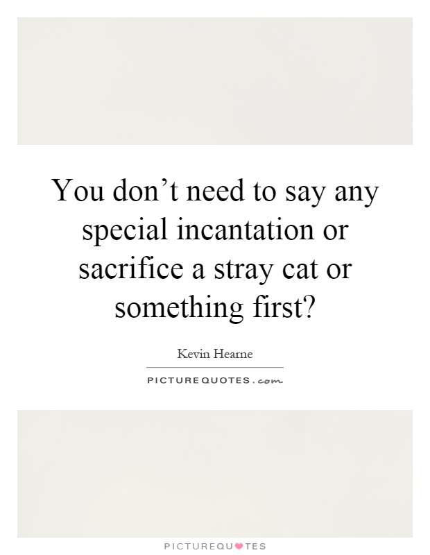 You don't need to say any special incantation or sacrifice a stray cat or something first? Picture Quote #1