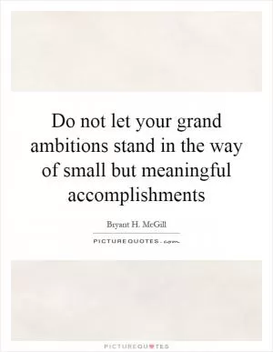 Do not let your grand ambitions stand in the way of small but meaningful accomplishments Picture Quote #1