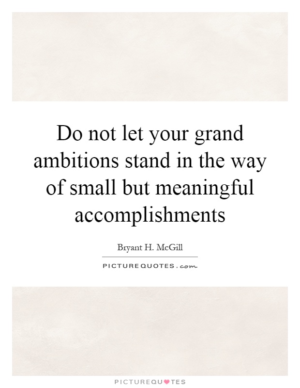Do not let your grand ambitions stand in the way of small but meaningful accomplishments Picture Quote #1