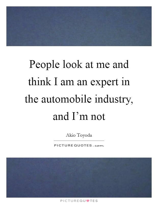 People look at me and think I am an expert in the automobile industry, and I'm not Picture Quote #1