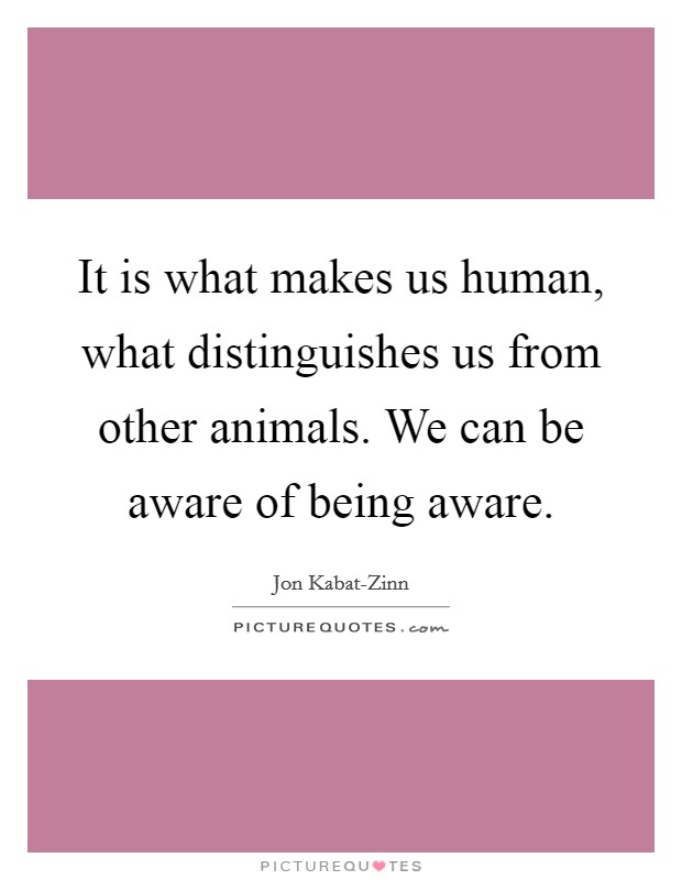 It is what makes us human, what distinguishes us from other animals. We can be aware of being aware. Picture Quote #1