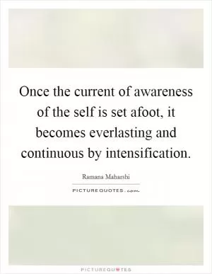 Once the current of awareness of the self is set afoot, it becomes everlasting and continuous by intensification Picture Quote #1