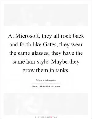 At Microsoft, they all rock back and forth like Gates, they wear the same glasses, they have the same hair style. Maybe they grow them in tanks Picture Quote #1