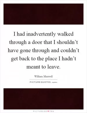 I had inadvertently walked through a door that I shouldn’t have gone through and couldn’t get back to the place I hadn’t meant to leave Picture Quote #1