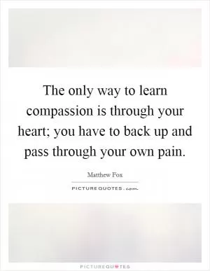 The only way to learn compassion is through your heart; you have to back up and pass through your own pain Picture Quote #1