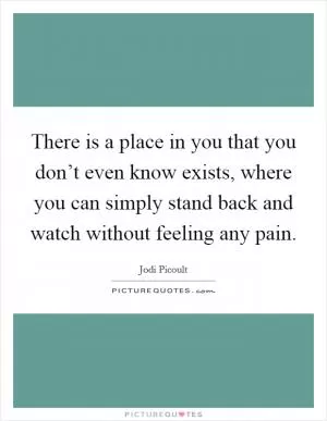 There is a place in you that you don’t even know exists, where you can simply stand back and watch without feeling any pain Picture Quote #1