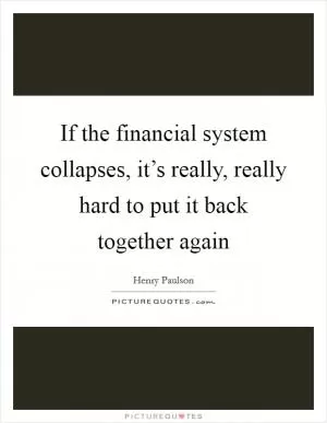 If the financial system collapses, it’s really, really hard to put it back together again Picture Quote #1
