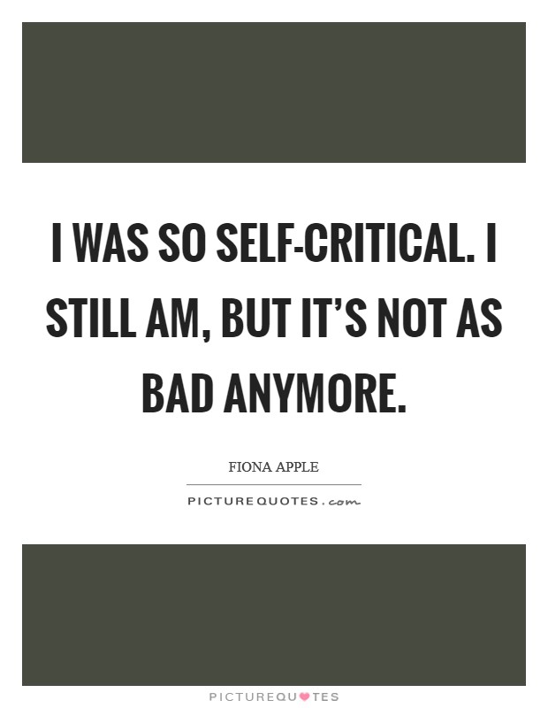 I was so self-critical. I still am, but it's not as bad anymore. Picture Quote #1