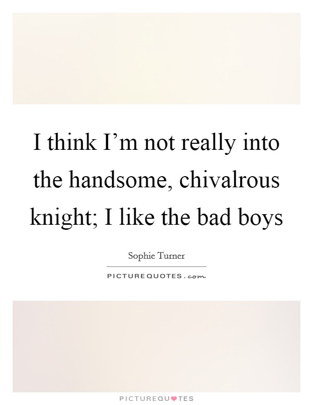 I think I'm not really into the handsome, chivalrous knight; I like the bad boys Picture Quote #1