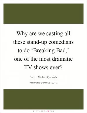 Why are we casting all these stand-up comedians to do ‘Breaking Bad,’ one of the most dramatic TV shows ever? Picture Quote #1