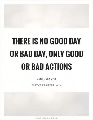 There is no good day or bad day, only good or bad actions Picture Quote #1