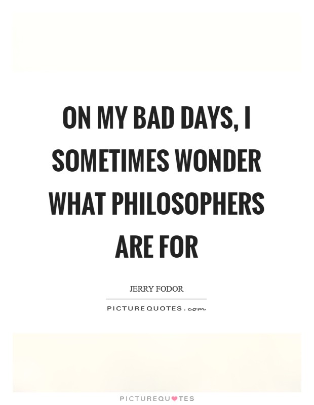 On my bad days, I sometimes wonder what philosophers are for Picture Quote #1