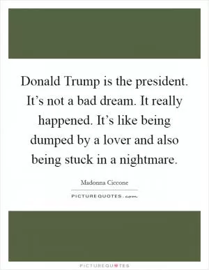 Donald Trump is the president. It’s not a bad dream. It really happened. It’s like being dumped by a lover and also being stuck in a nightmare Picture Quote #1