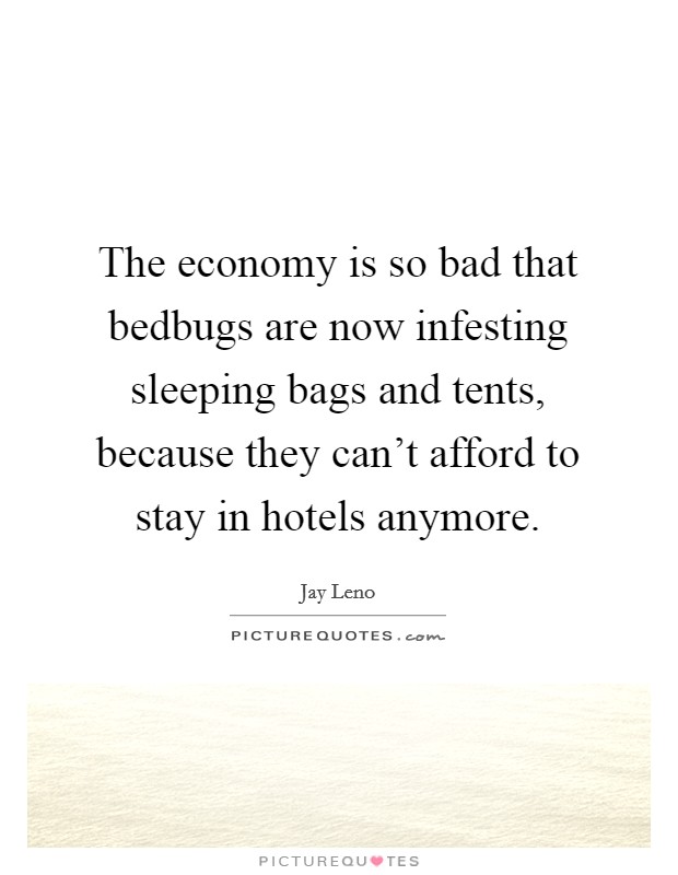 The economy is so bad that bedbugs are now infesting sleeping bags and tents, because they can't afford to stay in hotels anymore. Picture Quote #1