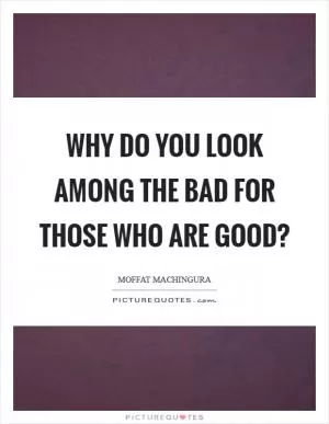 Why do you look among the bad for those who are good? Picture Quote #1