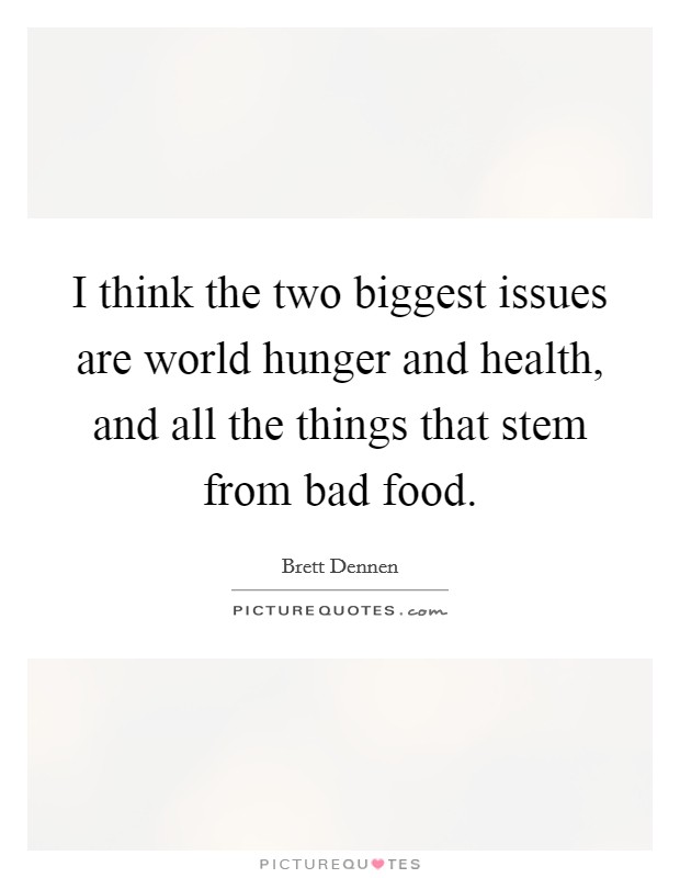 I think the two biggest issues are world hunger and health, and all the things that stem from bad food. Picture Quote #1