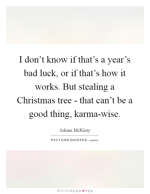 I don't know if that's a year's bad luck, or if that's how it works. But stealing a Christmas tree - that can't be a good thing, karma-wise. Picture Quote #1