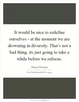 It would be nice to redefine ourselves - at the moment we are drowning in diversity. That’s not a bad thing, its just going to take a while before we refocus Picture Quote #1
