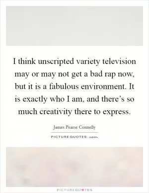 I think unscripted variety television may or may not get a bad rap now, but it is a fabulous environment. It is exactly who I am, and there’s so much creativity there to express Picture Quote #1