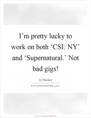 I’m pretty lucky to work on both ‘CSI: NY’ and ‘Supernatural.’ Not bad gigs! Picture Quote #1