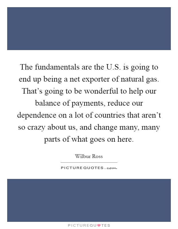 The fundamentals are the U.S. is going to end up being a net exporter of natural gas. That's going to be wonderful to help our balance of payments, reduce our dependence on a lot of countries that aren't so crazy about us, and change many, many parts of what goes on here. Picture Quote #1