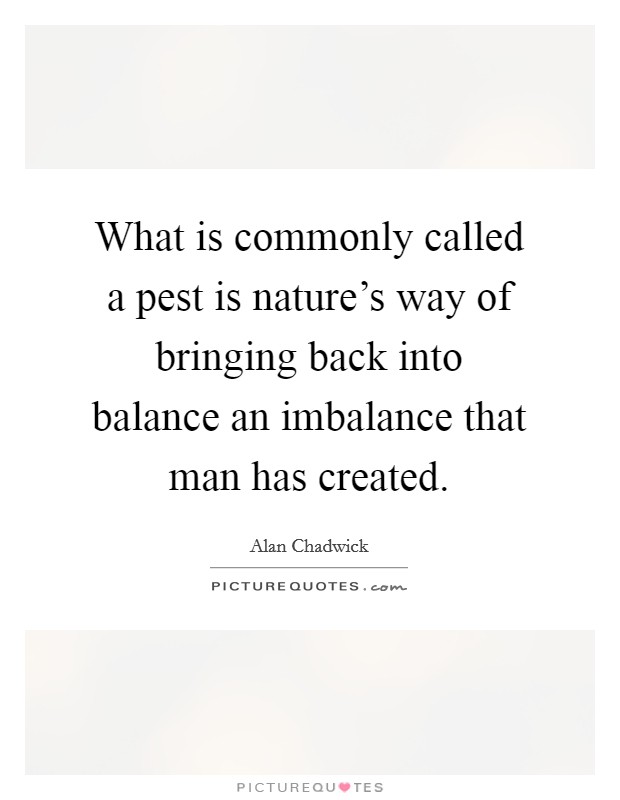 What is commonly called a pest is nature's way of bringing back into balance an imbalance that man has created. Picture Quote #1