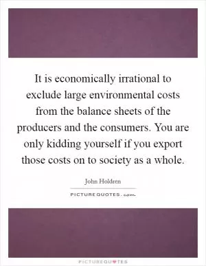It is economically irrational to exclude large environmental costs from the balance sheets of the producers and the consumers. You are only kidding yourself if you export those costs on to society as a whole Picture Quote #1