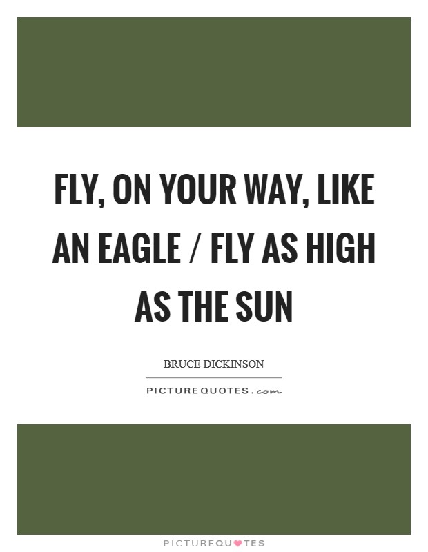 Fly, on your way, like an eagle / Fly as high as the Sun Picture Quote #1