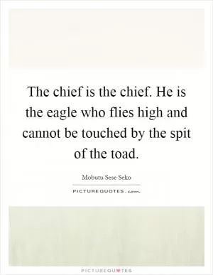The chief is the chief. He is the eagle who flies high and cannot be touched by the spit of the toad Picture Quote #1