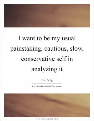 I want to be my usual painstaking, cautious, slow, conservative self in analyzing it Picture Quote #1