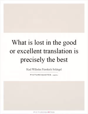 What is lost in the good or excellent translation is precisely the best Picture Quote #1