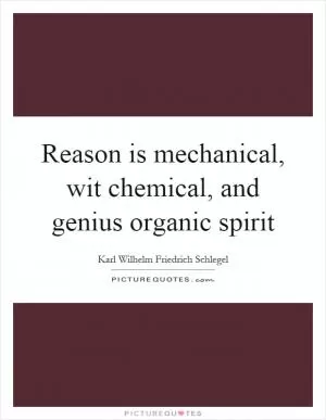 Reason is mechanical, wit chemical, and genius organic spirit Picture Quote #1