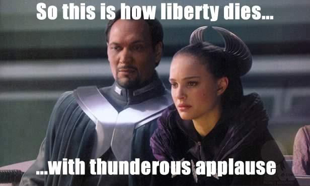 So this is how liberty dies... with thunderous applause Picture Quote #1