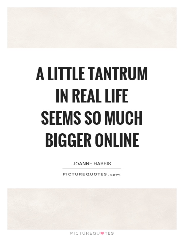 A little tantrum in real life seems so much bigger online Picture Quote #1