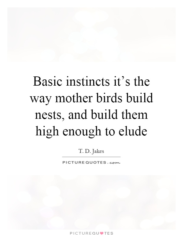 Basic instincts it's the way mother birds build nests, and build them high enough to elude Picture Quote #1